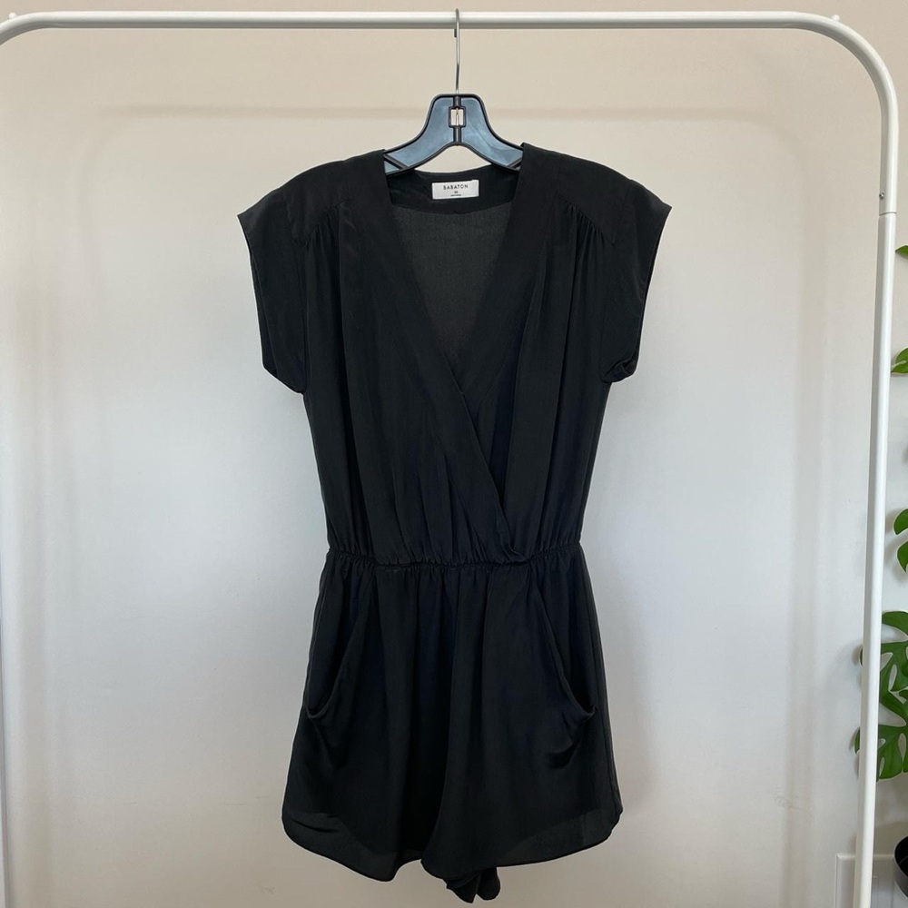 Aritzia Black Babaton Romper silk
